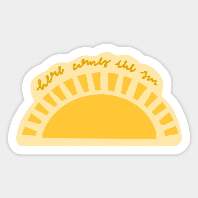 "here comes the sun" yellow boho sun design Sticker by andienoelm